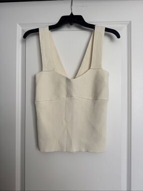 Primark Ivory Ribbed V-Neck Tank Top